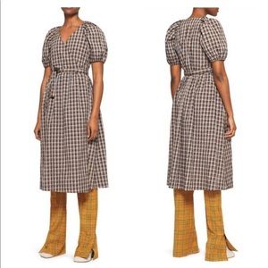 Baum und pferdgarten gingham midi wrap dress